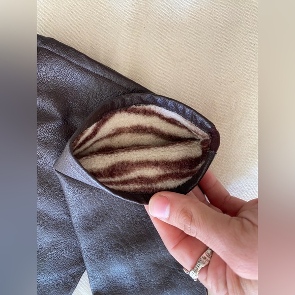 Brown Faux Leather Lined Driving Gloves 1 Long 1 Short 2 Pairs OSFM - Picture 8 of 9